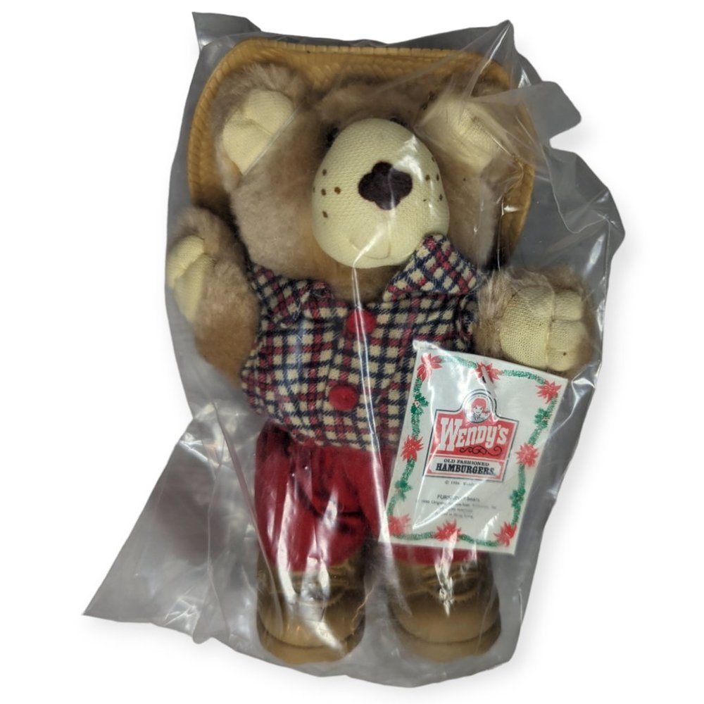 Vintage 1986 Wendy's Boone Furskins Bear NWT